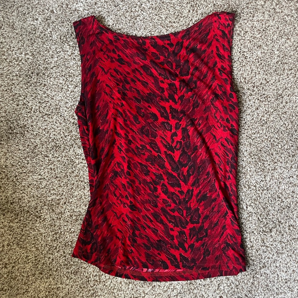 VINTAGE Red and Black Animal Print Sleeveless Tank